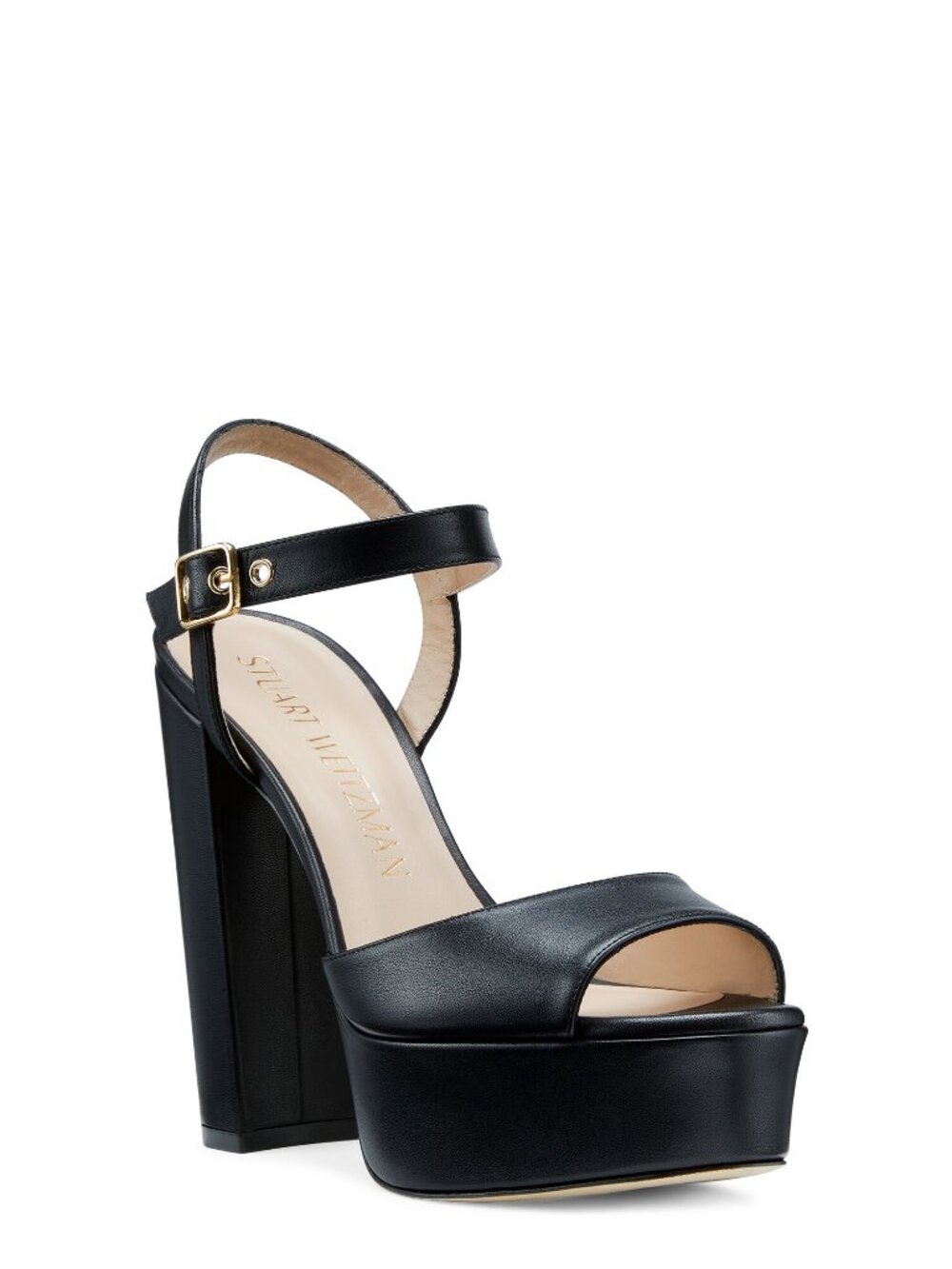 Stuart Weitzman Dancer Black Platform Block Heel Sandals — Size 8